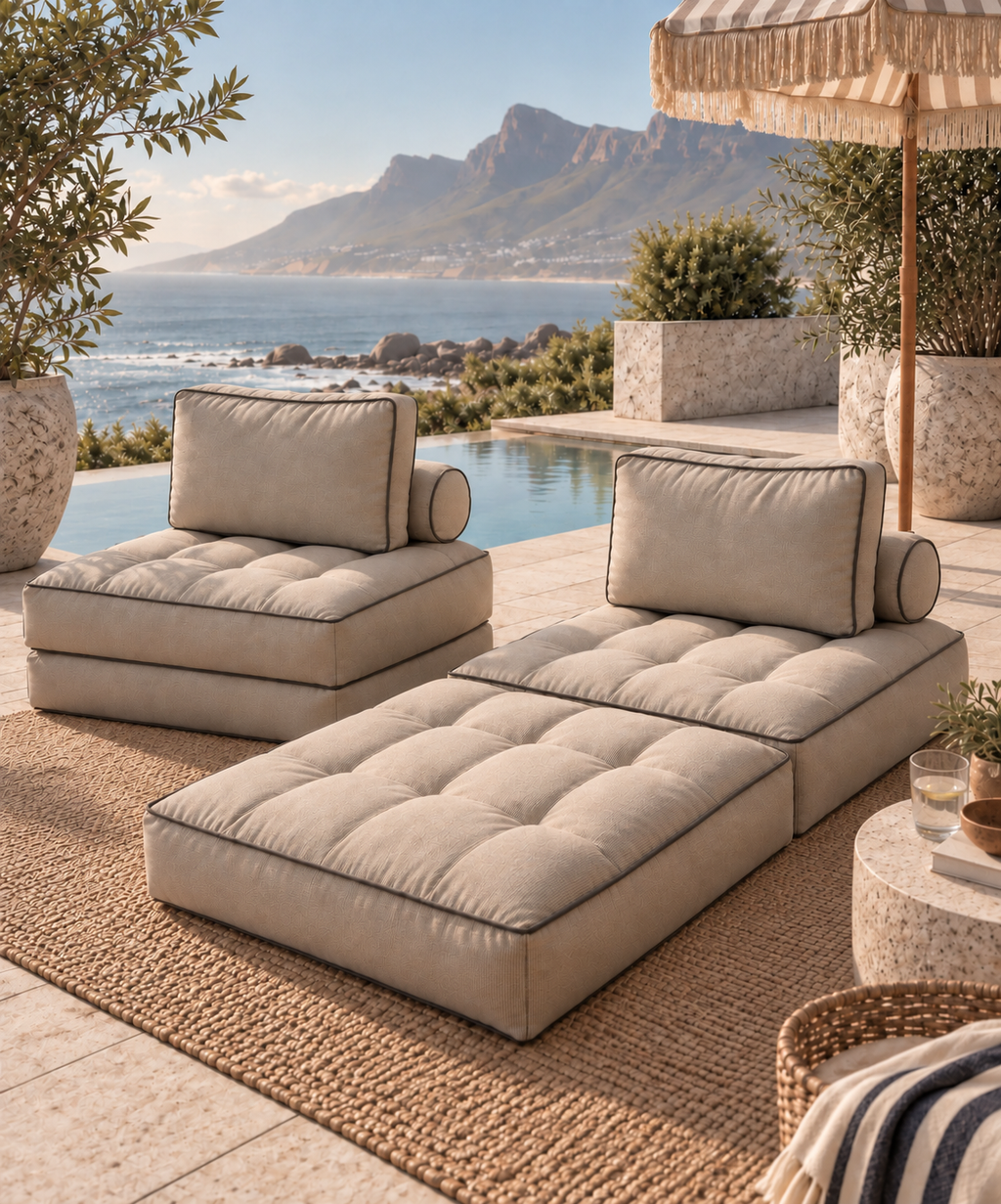 Outdoor Lumi Lounger in performance outdoor fabric